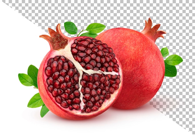 pomegranate with leaves isolated