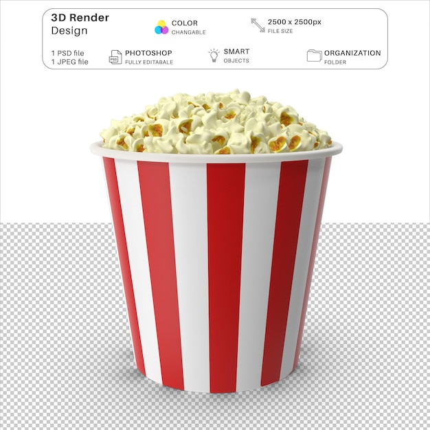 PSD popcorn bucket box 3d modeling psd