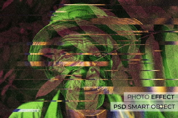 PSD portrait of person with double exposure effect