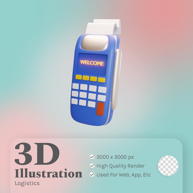 PSD pos terminal illustration 3d