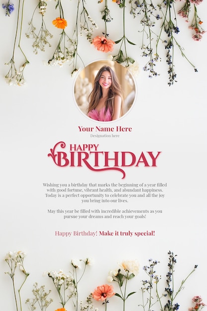 PSD a poster for a birthday party with a girl on it