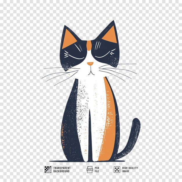 PSD poster image for a cat sitting on a white background without background hd quality