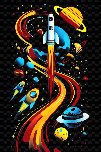 PSD a poster of a rocket being launched by a rocket