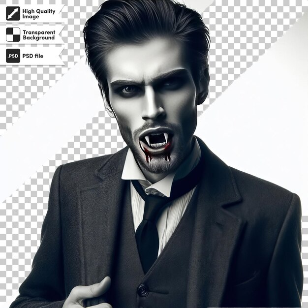 PSD a poster for a vampire with a scary face on it
