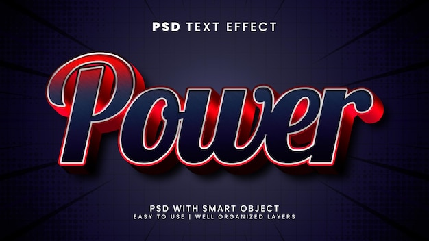 PSD power brave super 3d editable text effect template style