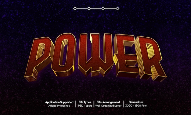 PSD power golden text effect with 3d font style
