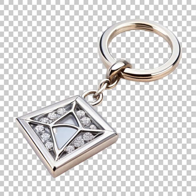 PSD precise diamond keyring on transparent background
