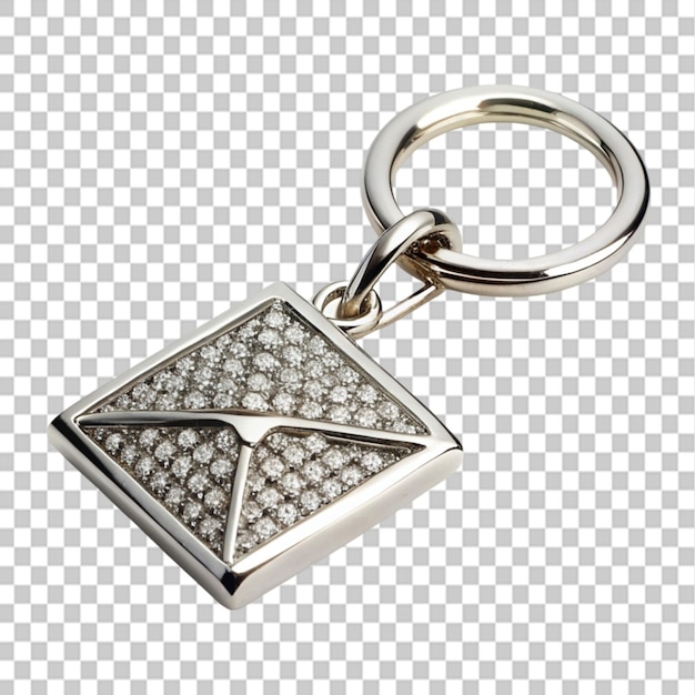 PSD precise diamond keyring on transparent background