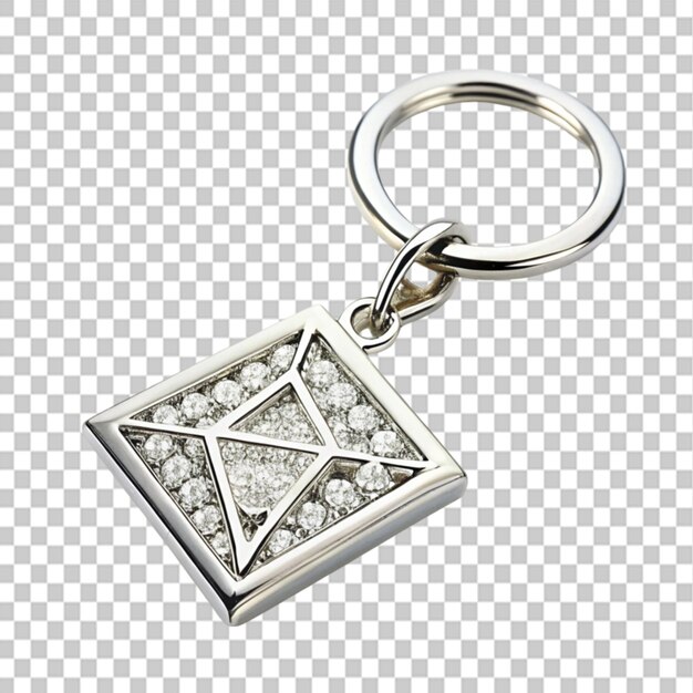 PSD precise diamond keyring on transparent background