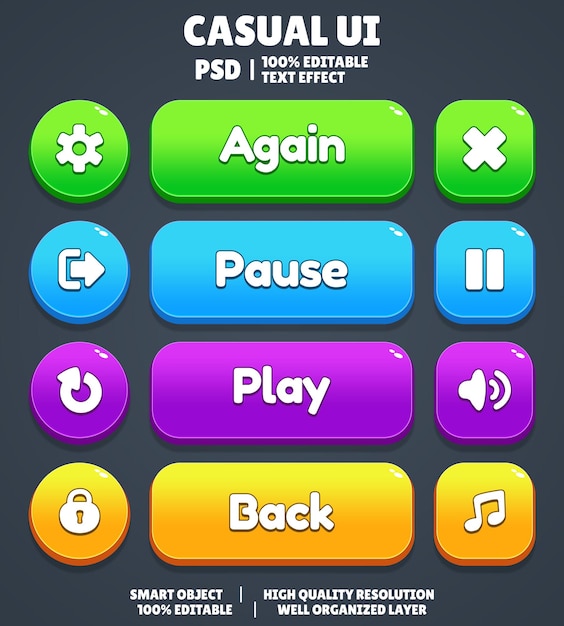 PSD premium casual game user interface game ui button causal game ui popup window ui dialouge