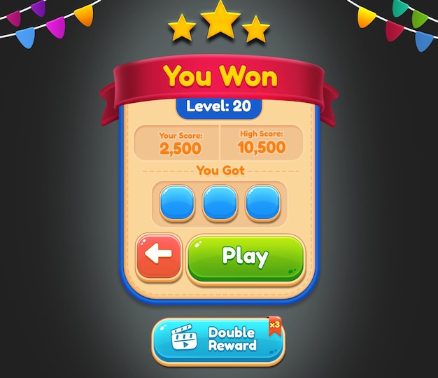 premium casual game user interface game ui button causal game ui popup window ui