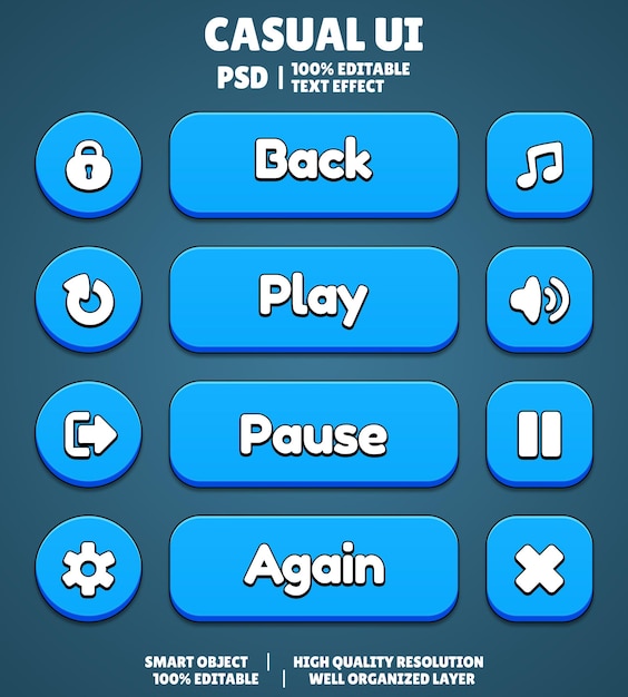 PSD premium casual game user interface game ui button causal game ui popup window ul dialogue