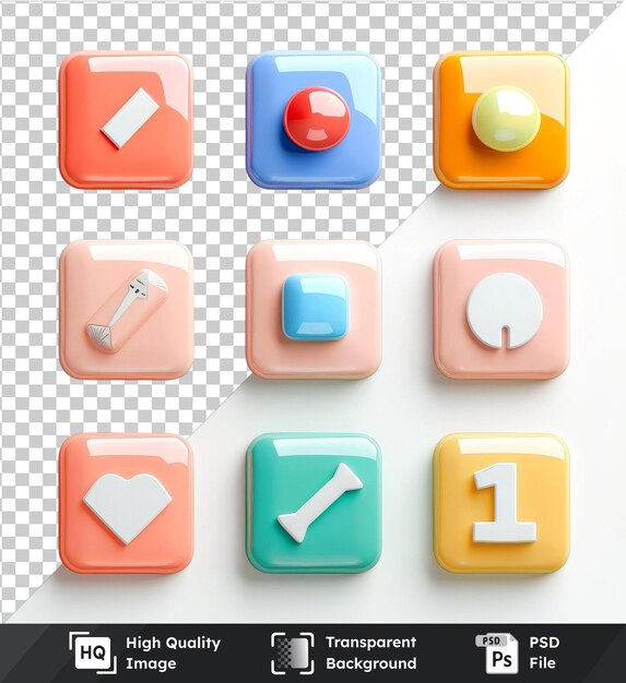 PSD premium of set of 3d icons on isolated background