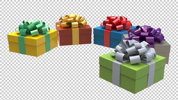 PSD present box isolated on transparent background 3d rendering illustration