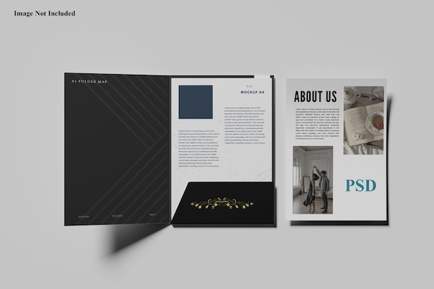 PSD presentation folder with a4 paper mockup