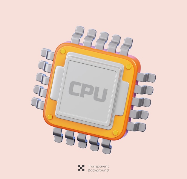 PSD processor chipset or cpu chip isolated computer component element icon 3d rendering