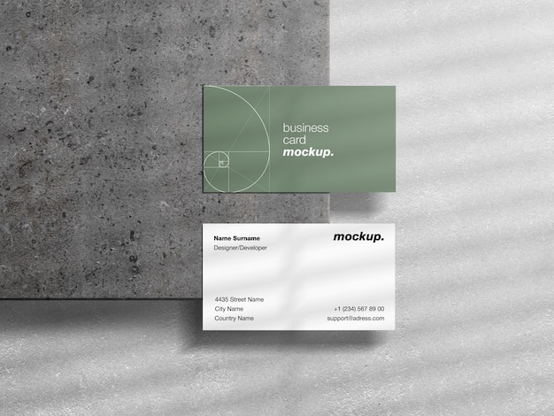 PSD professional business cards with shadow overlay mockup
