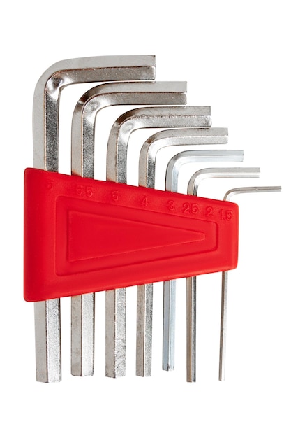 PSD professional hexagonal wrench set cut on a blank background