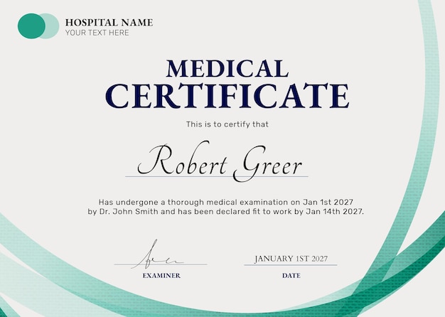 PSD professional medical certificate template psd in abstract style