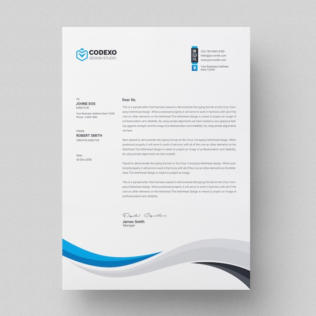 PSD professional and minimalist corporate letterhead template design