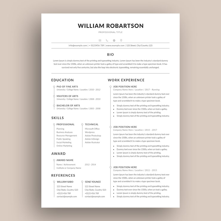 PSD professional resume cv template