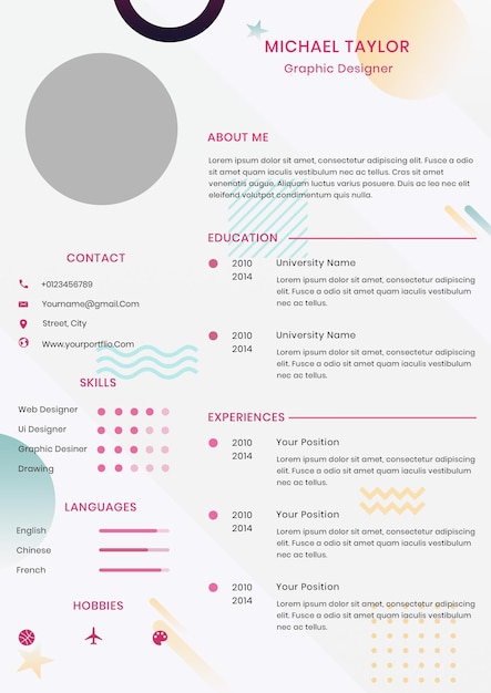 PSD professional resume template for graphic designer