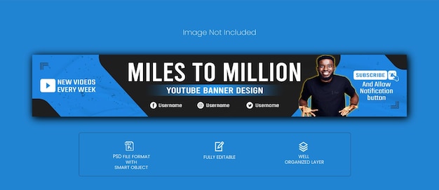 PSD professional youtube banner cover and channel art design psd template