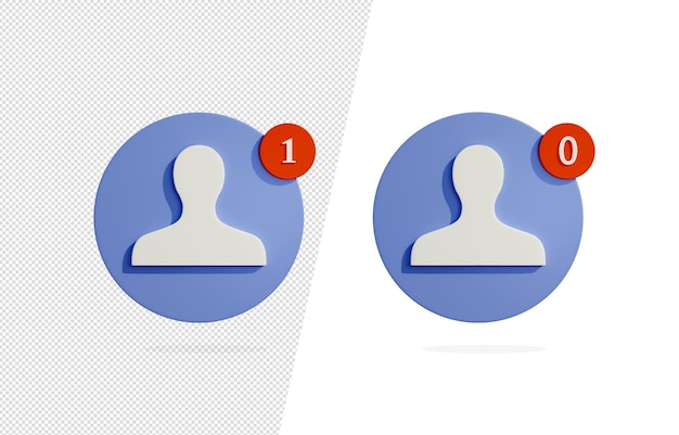 PSD profile icon with notification 3d rendering. user notification 3d icon.