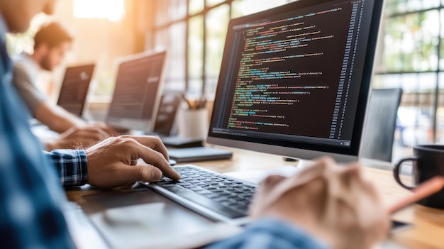 PSD programmers working on computer code