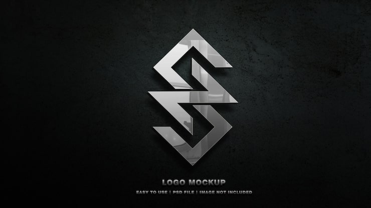 PSD psd 3d realistic logo mockup on stone wall