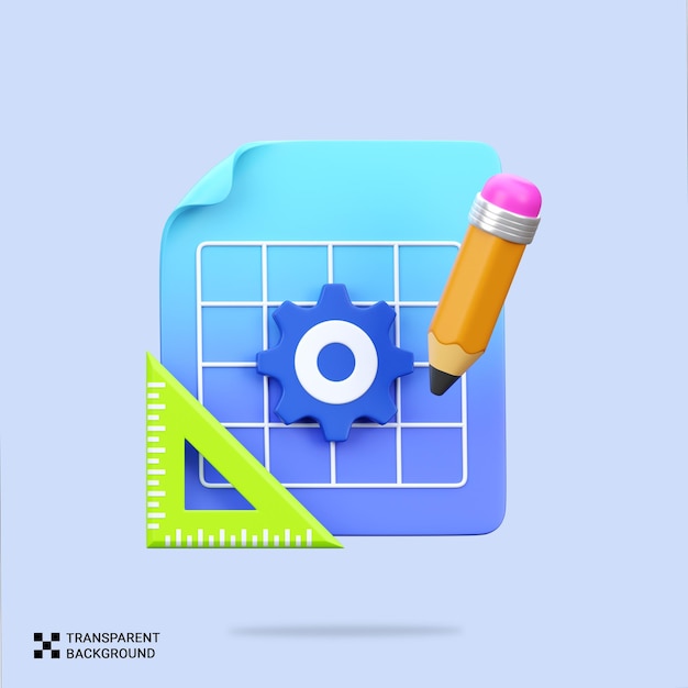 PSD psd 3d render of planning and design tools