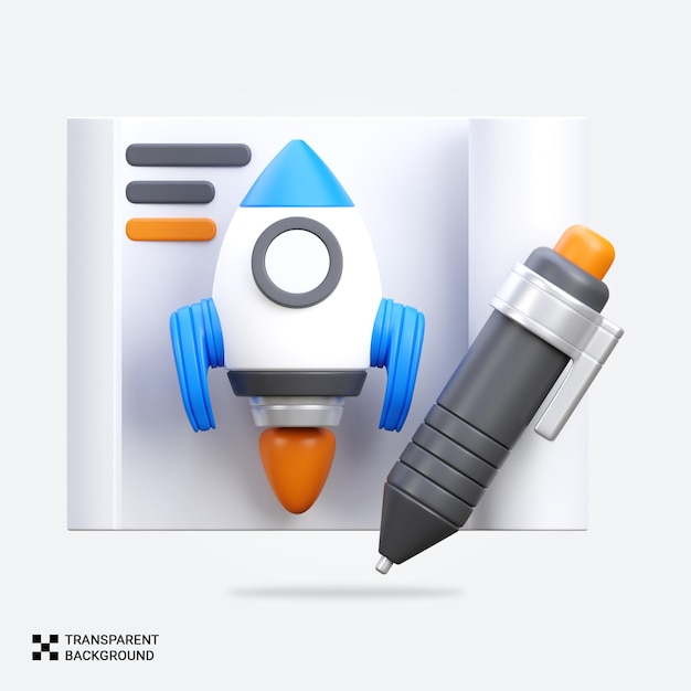 PSD psd 3d render project launch icon