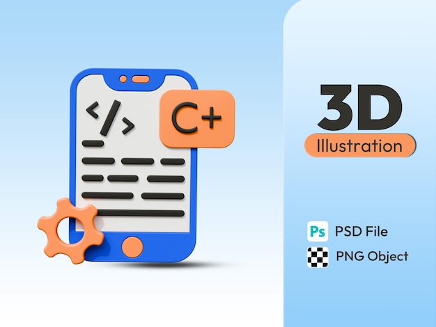 PSD psd 3d rendering programming algorithm 3d icon isolated illustration