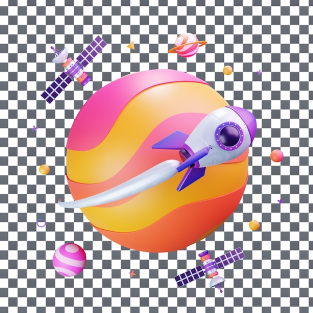 PSD psd 3d rocket icon on isolated and transparent background