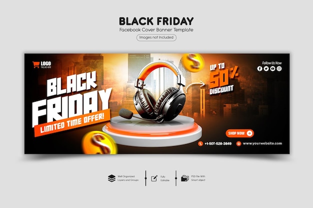 PSD psd black friday super sale facebook cover template