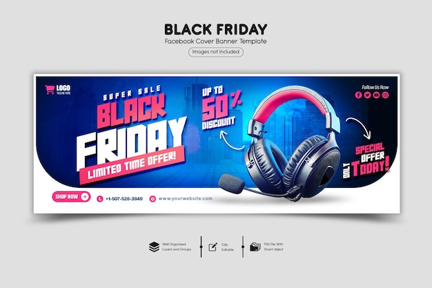 PSD psd black friday super sale facebook cover template
