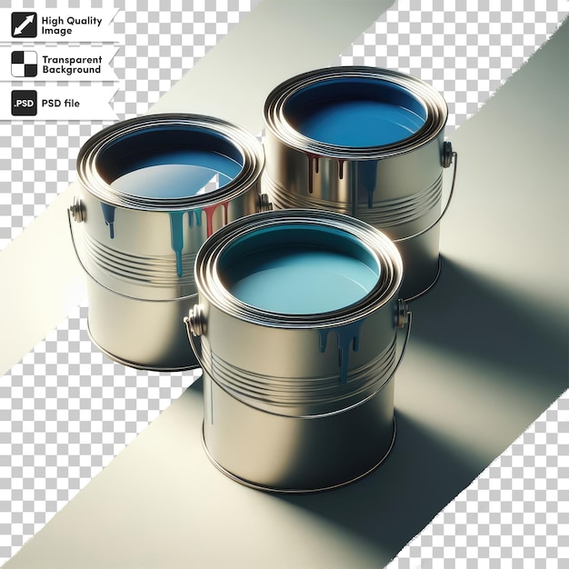 PSD psd cans of paint and brush on transparent background