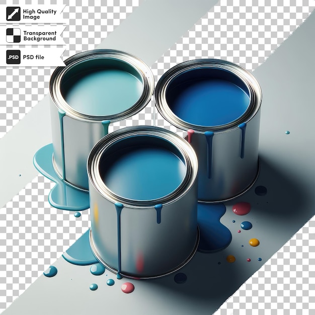 PSD psd cans of paint and brush on transparent background