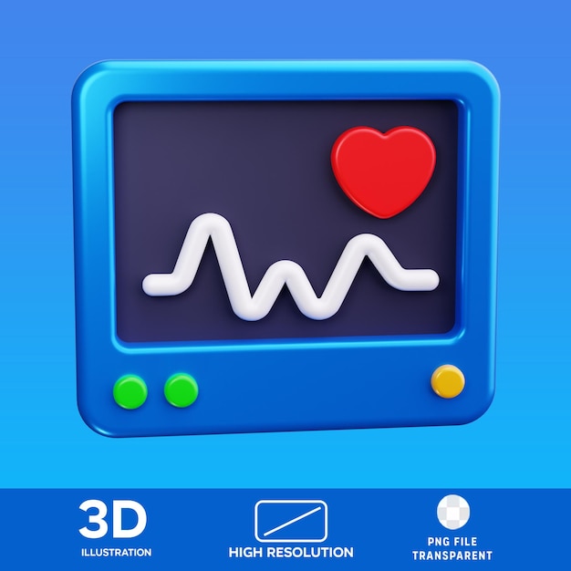 PSD psd cardiogram 3d illustration