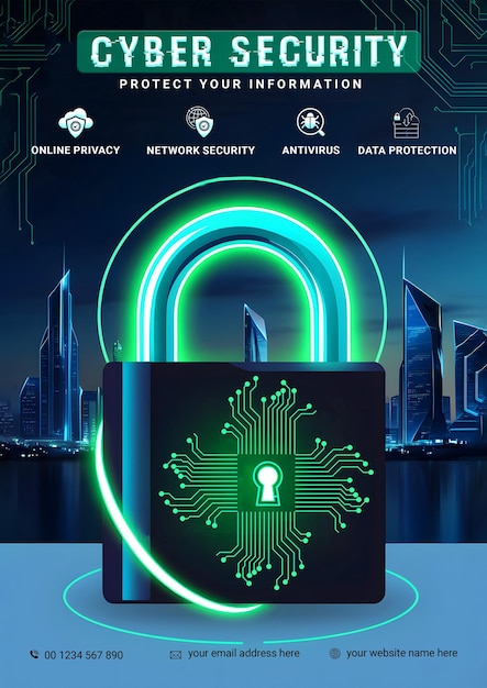 PSD psd cyber security flyer with image