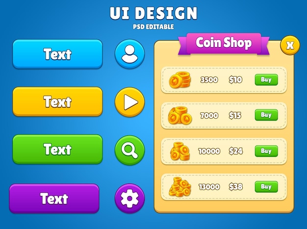 PSD psd game shop ui popup 2d interface shop game elements game ui elements popup game store ui