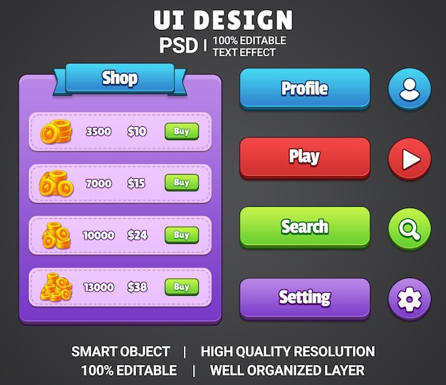 PSD psd game shop ui popup 2d interface shop game elements game ui elements popup game store ui