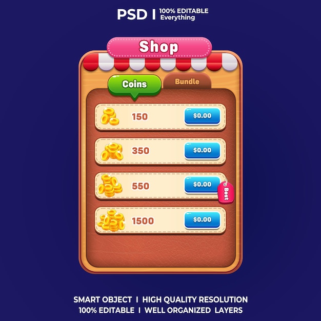 PSD psd game shop ui popup 2d interface shop game elements game ui elements popup game store ui