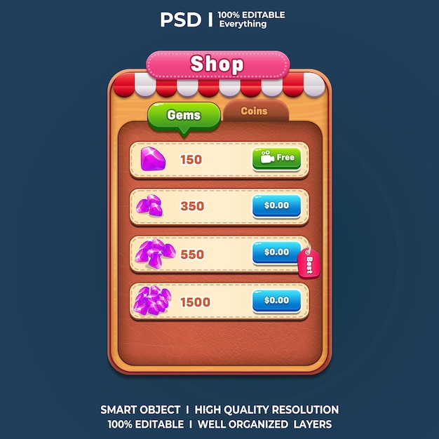 PSD psd game shop ui popup 2d interface shop game elements game ui elements popup game store ui