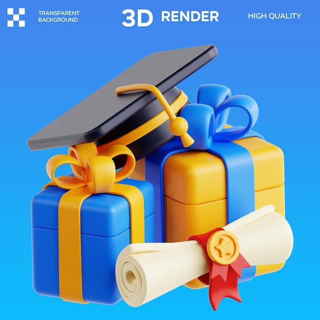 PSD psd graduation gift 3d illustration