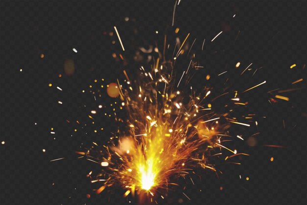 PSD psd high quality fire spark on transparent background for visual effect