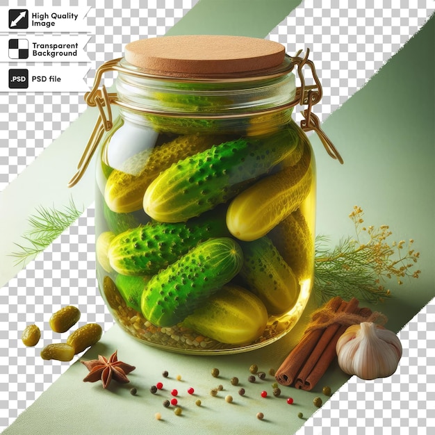 PSD psd jar of pickled cucumbers on transparent background