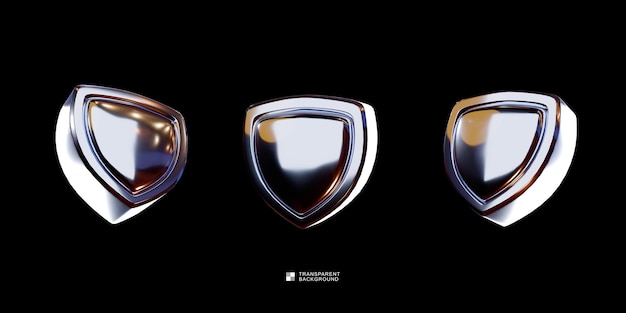 PSD psd metallic 3d icon shield 3d render