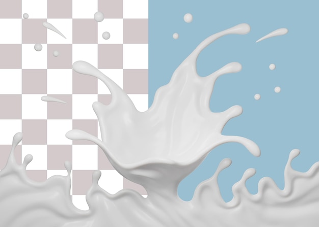 PSD psd milk splash 3d rendering