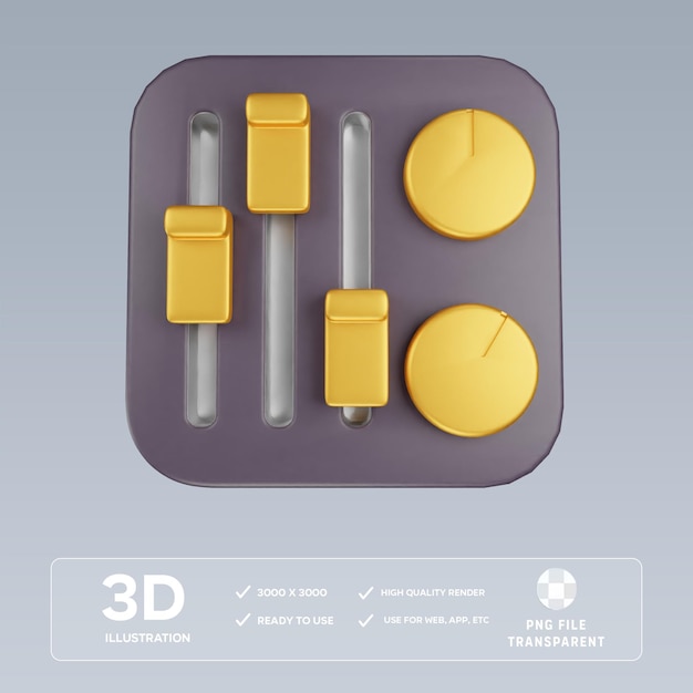 PSD psd mixing board 3d illustration